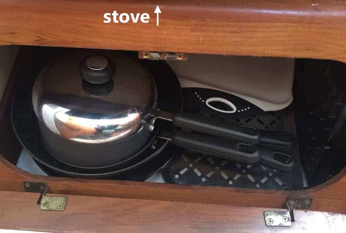 Locker under settee