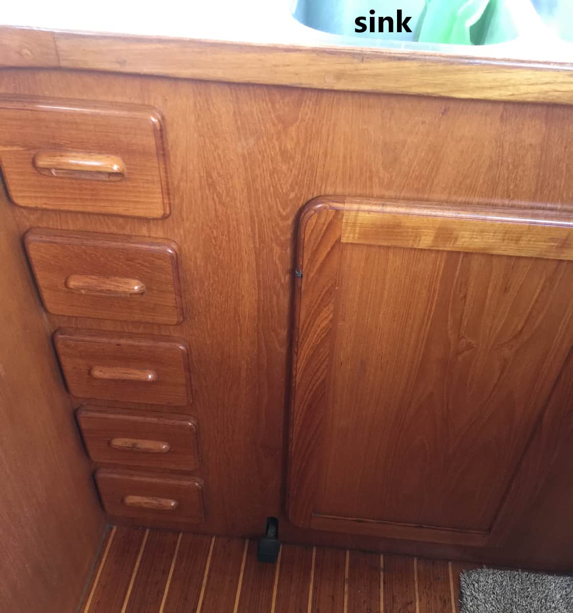 Drawers next to the sink