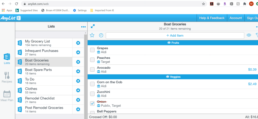 AnyList App - Grocery List