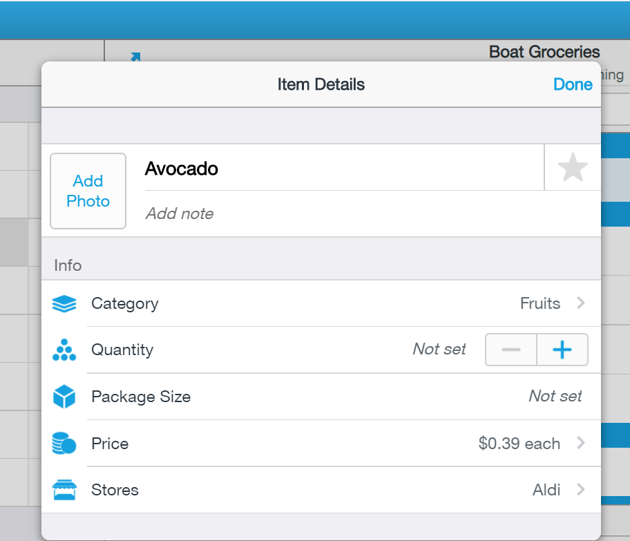 AnyList App - Details on a list