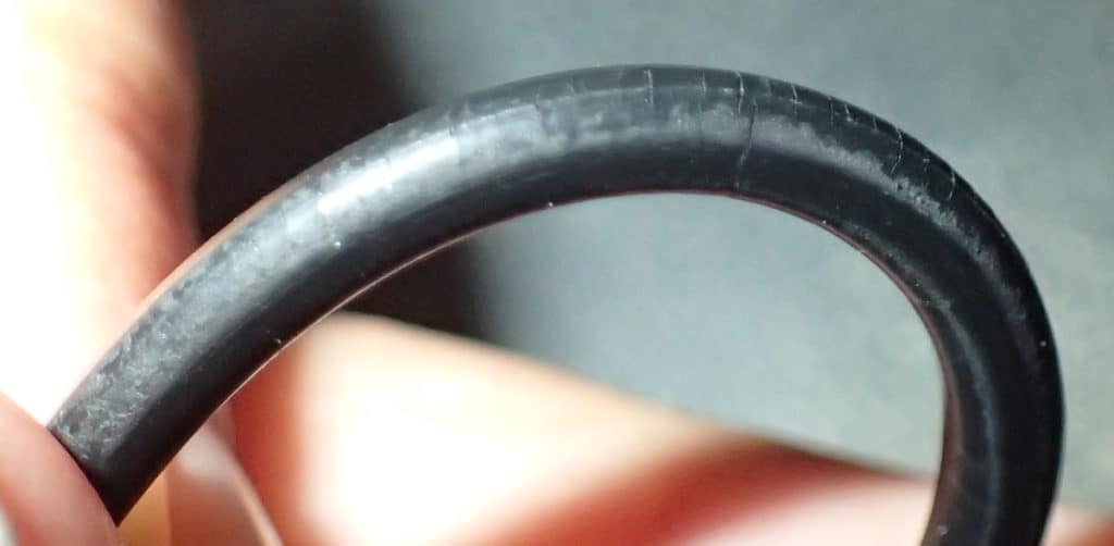 Close up of o-rings with minute cracks