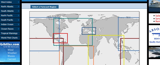 Passage weather home page for getting to Gulf Stream map