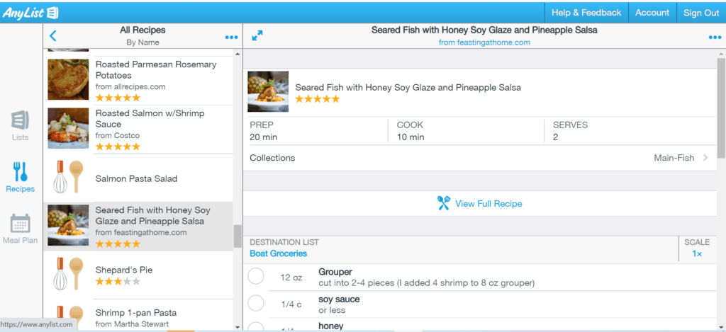 AnyList App - Recipes