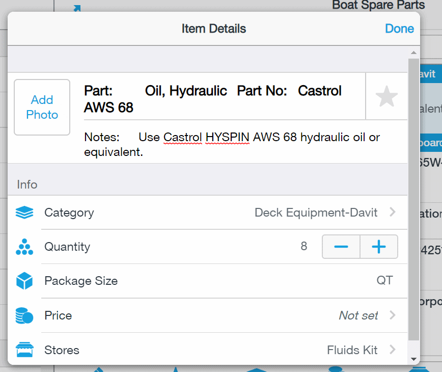 AnyList App - Boat Part Stores List