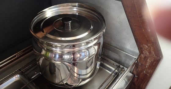 Thermal Cooker: I absolutely love my thermal cooker -- start dinner on the stove when it's convenient then transfer the pans to the thermal cooker and let it continue to cook 4 to 8 hours without having to tend to it. Use less stove fuel and don't heat up the cooking area. Best thing: go have fun and come home to a fully-cooked dinner!
